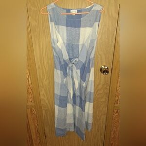 J. Jill Blue and White Linen Dress